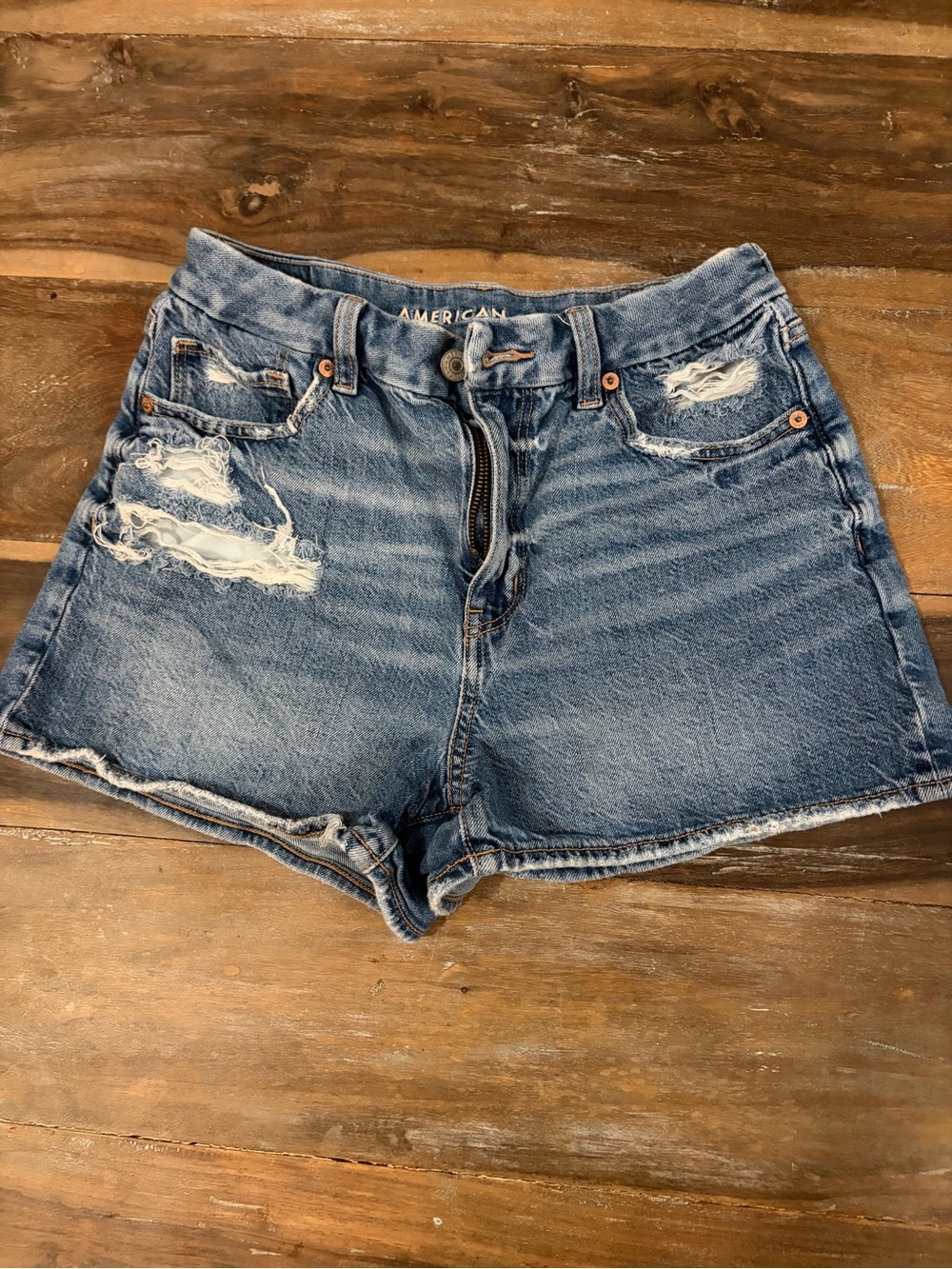 Denim Distressed High-Waist Women’s Shorts - Blue